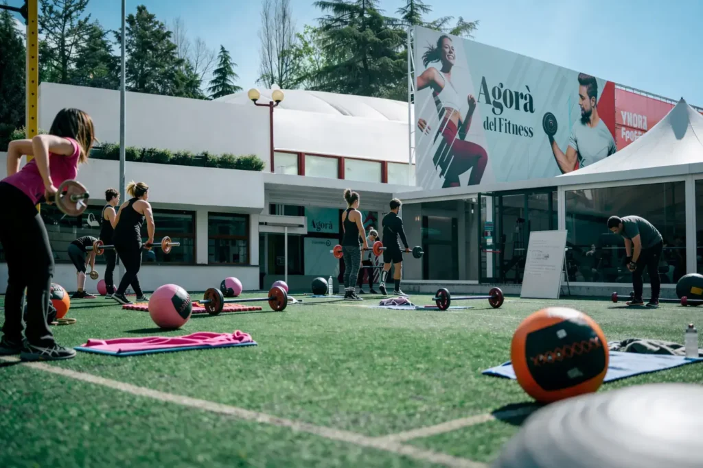 Allenamento fitness outdoor di gruppo in centro sportivo a Roma per migliorare benessere e qualità della vita